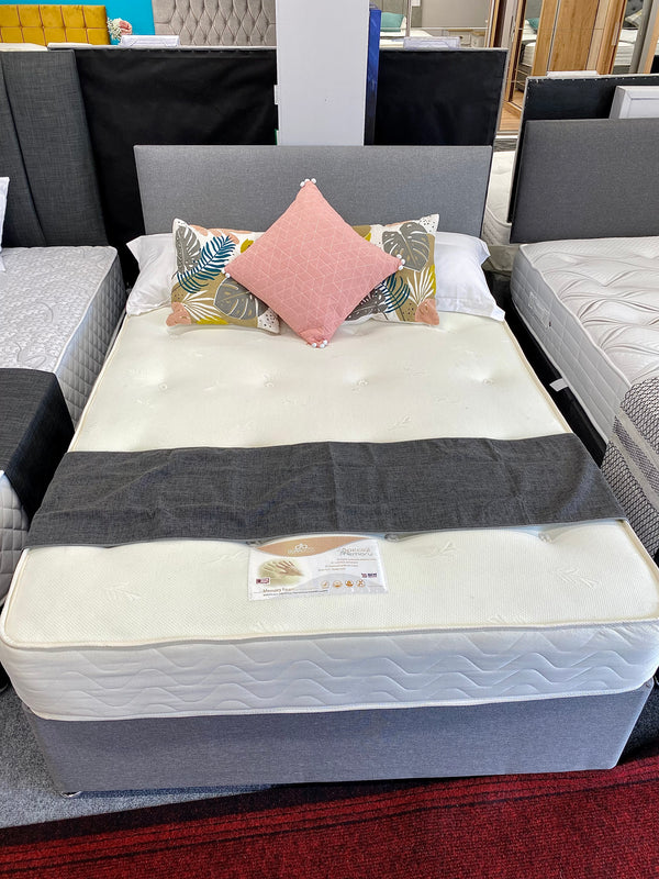 Divan Bed Set -  Special Memory Mattress with York Headboard in Sierra Silver