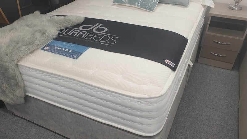Divan Bed Set - Bamboo 1500 Mattress with Madrid Headboard in Sierra Mink
