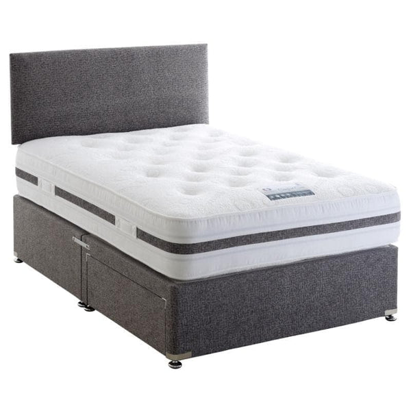 Divan Bed Set - Comfort Care Mattress & York Headboard in Sierra Silver